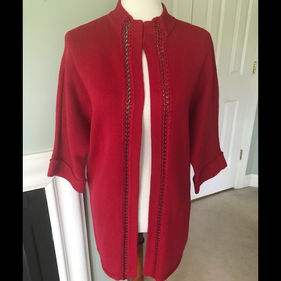 Chico's Sweaters - Chico’s Red Embellished Sweater